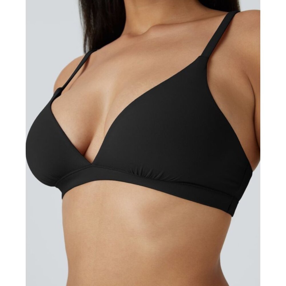Halara High Stretch Cross Front Lounge Underwear Bra Sz Medium Womens Black